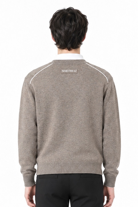 MEN CASHMERE ROUND NECK SWEATER PKFCM410705 BEIGE 상품 이미지 2