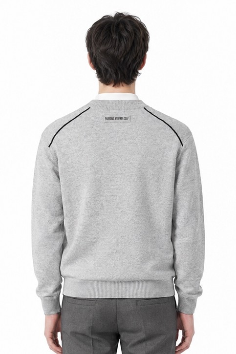 MEN CASHMERE ROUND NECK SWEATER PKFCM410711 L/GREY 상품 이미지 2
