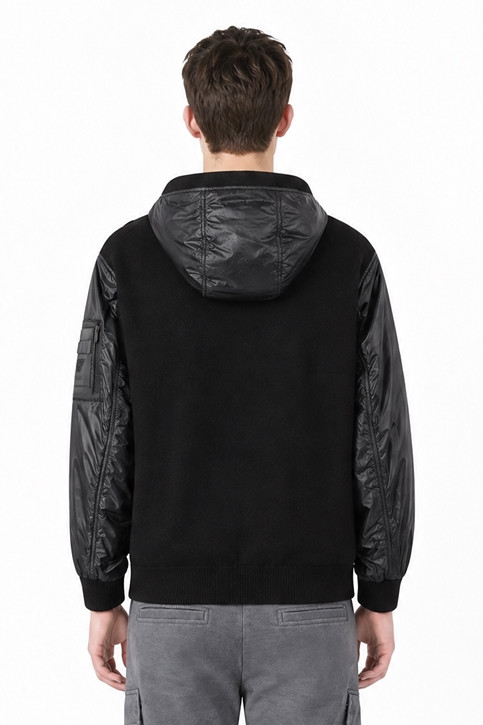 MEN HYBRID HOODED SWEATER PKFPM410921 BLACK 상품 이미지 2