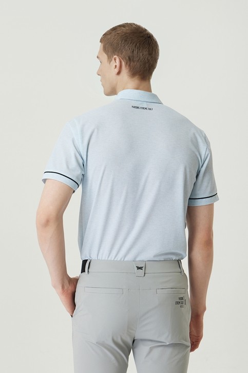 MEN TWO-TONE PRINT COLLAR SHORT SLEEVE