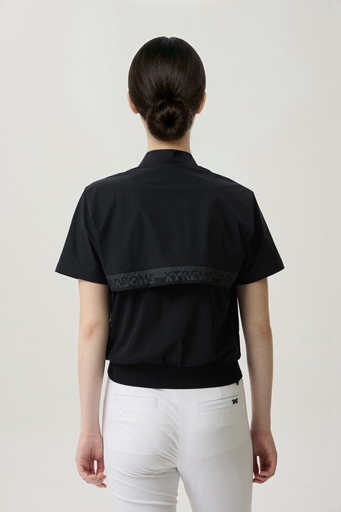 WOMEN PERFORATED ZIP-UP SHORT SLEEVE