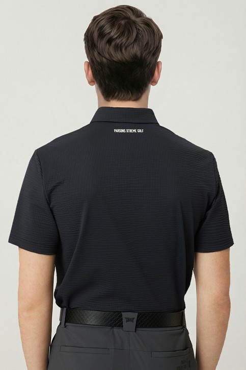 MEN NEW TEXTURED COLLAR SHORT SLEEVE