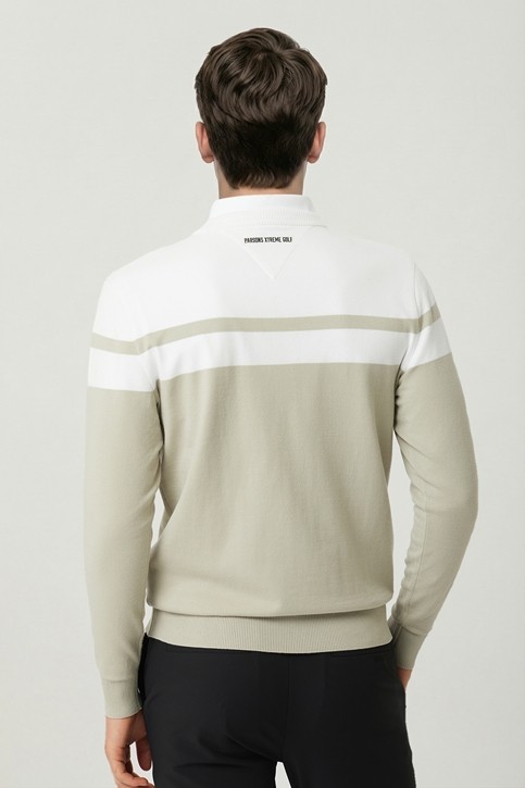 MEN COLOR BLOCKED ROUND NECK SWEATER