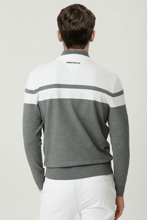 MEN COLOR BLOCKED ROUND NECK SWEATER