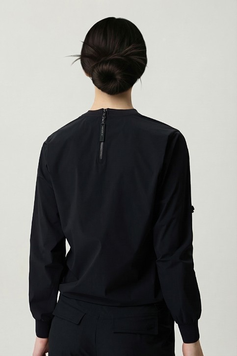 WOMEN WOVEN ROUND NECK LONG SLEEVE