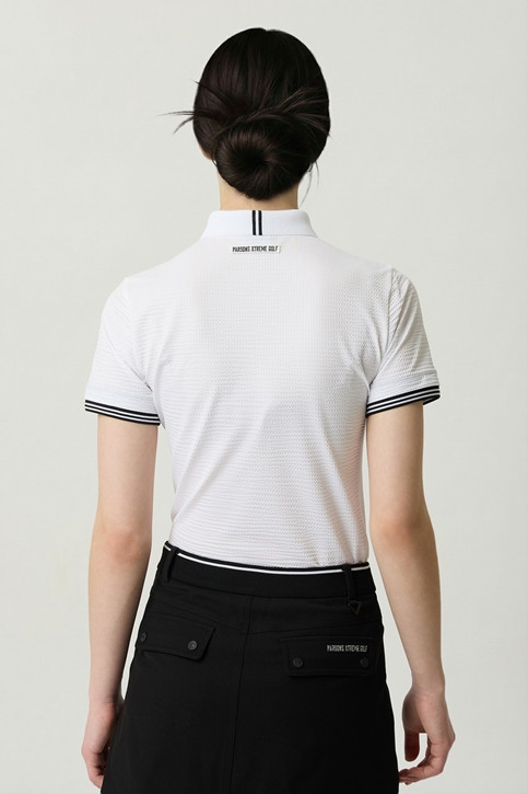 WOMEN NEW TEXTURED COLLAR SHORT SLEEVE