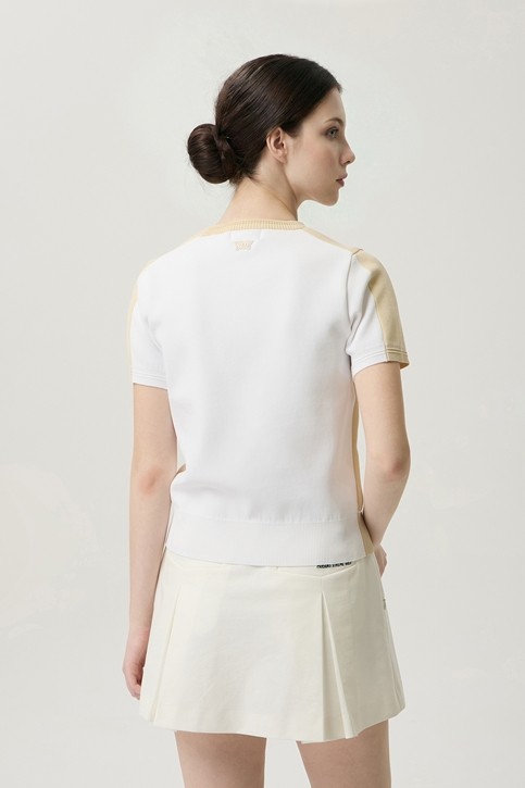 WOMEN SHORT SLEEVE ROUND NECK SWEATER