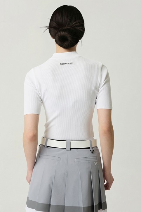 WOMEN SHORT SLEEVE MOCK NECK SWEATER