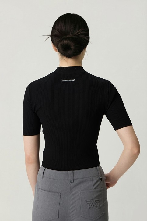 WOMEN SHORT SLEEVE MOCK NECK SWEATER