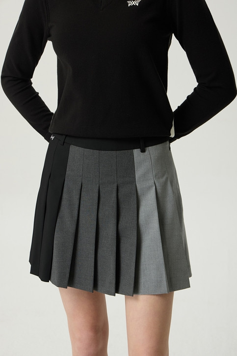 WOMEN TRICOLOR PLEATED SKIRTS