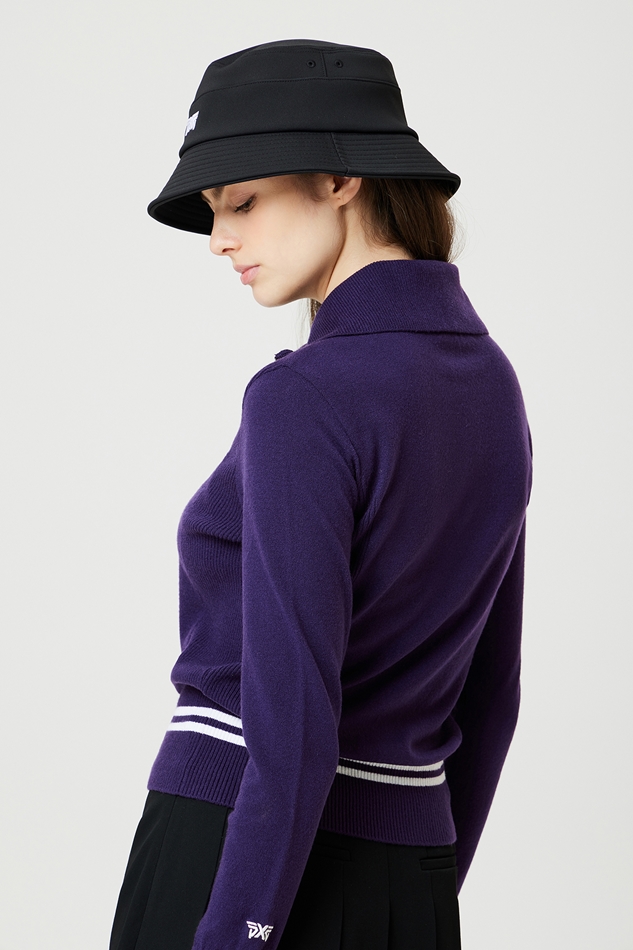 WOMEN HALF ZIP-UP SWEATER