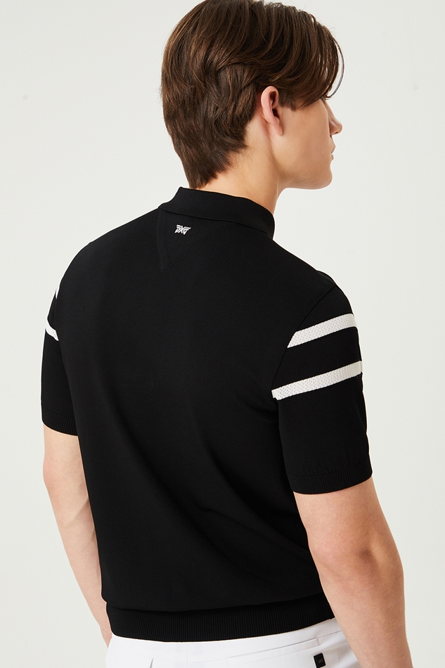 SUMMER LINE POINT COLLARED SHORT SLEEVE KNIT