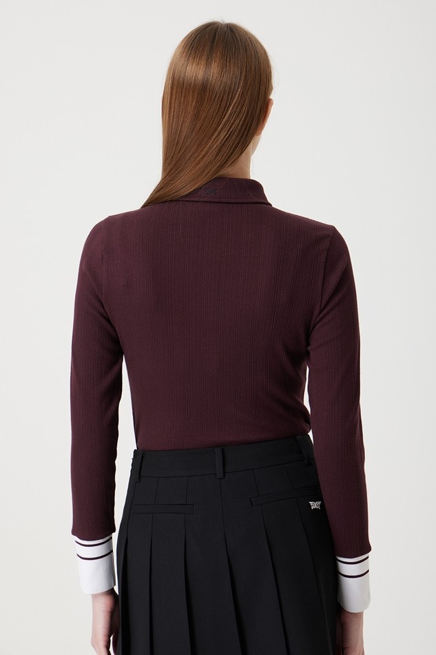 WOMEN TEXTURED COLLAR LONG-SLEEVE