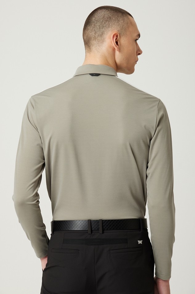 COLOR BLOCKED COLLAR LONG-SLEEVE