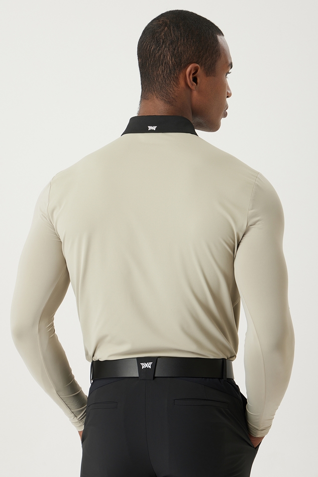 SUMMER COLOR BLOCKED COOL SLEEVE COLLAR LONG-SLEEVE