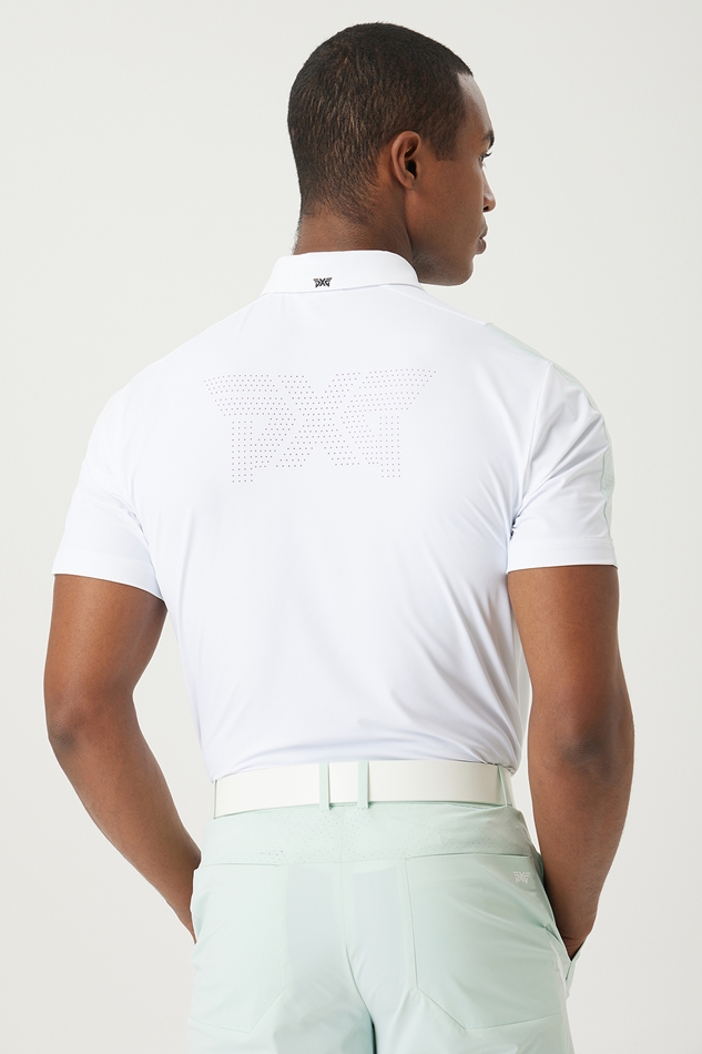 SUMMER COLOR POINT PERFORATED COLLAR SHORT-SLEEVE