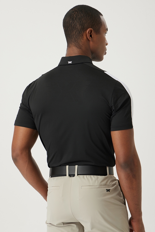 SUMMER COLOR POINT PERFORATED COLLAR SHORT-SLEEVE