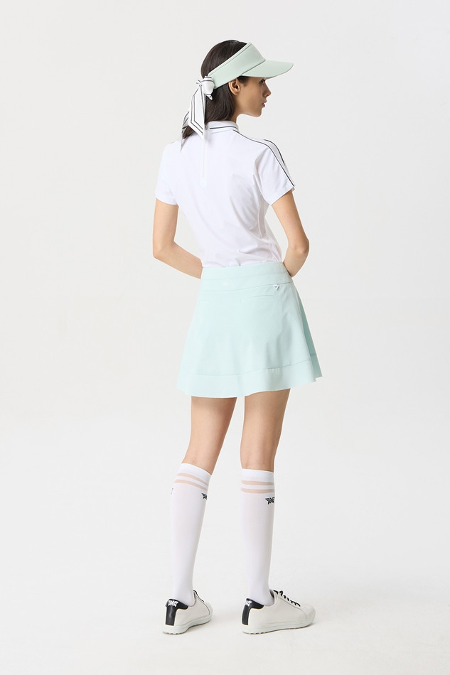 WOMENS SUMMER PERFORATED COLLARED SHORT-SLEEVE
