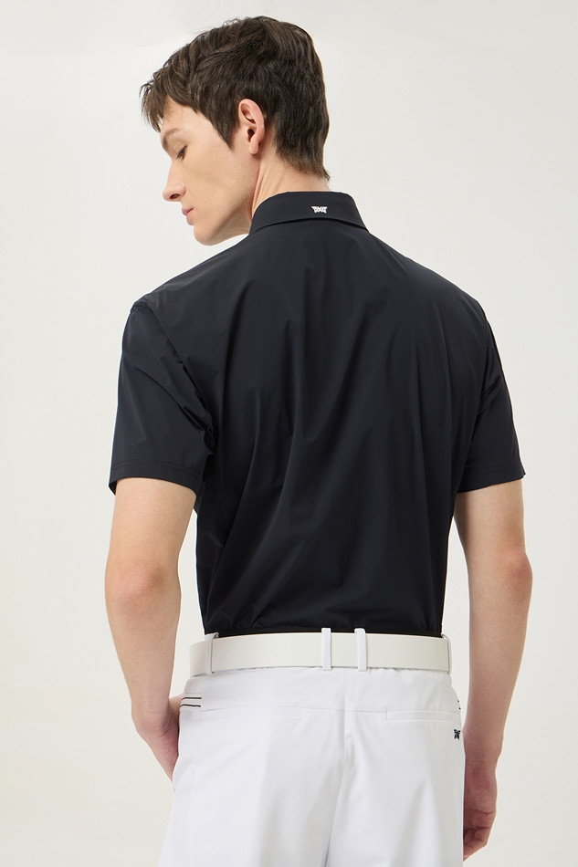 SUMMER WOVEN LOOSE FIT COLLAR SHORT-SLEEVE