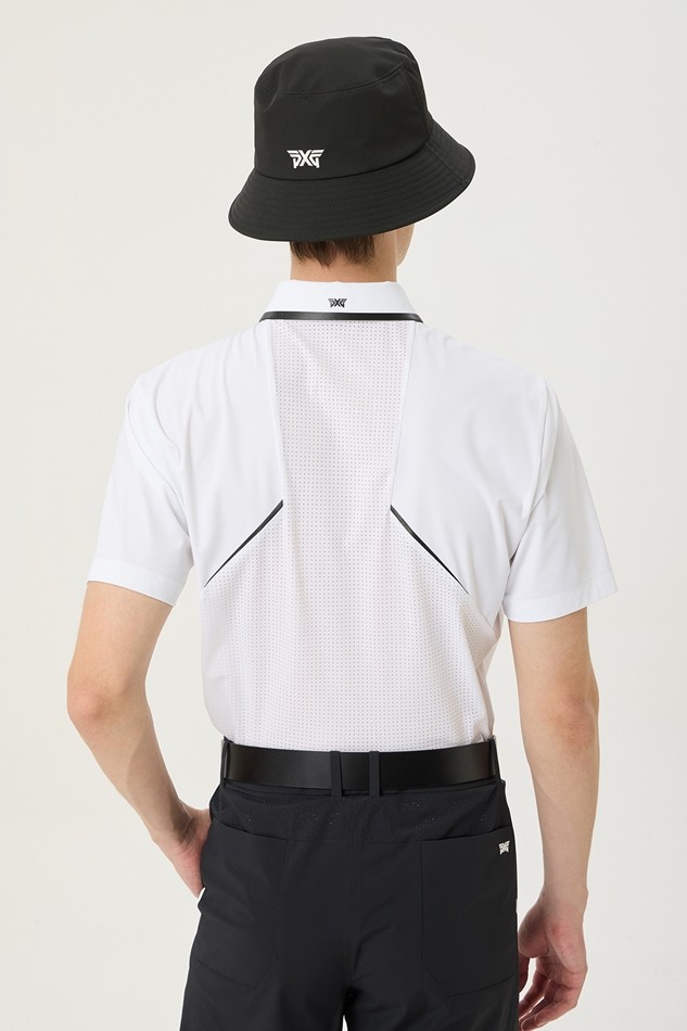 SUMMER LINE POINT PERFORATED COLLAR SHORT-SLEEVE