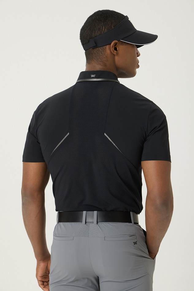 SUMMER LINE POINT PERFORATED COLLAR SHORT-SLEEVE