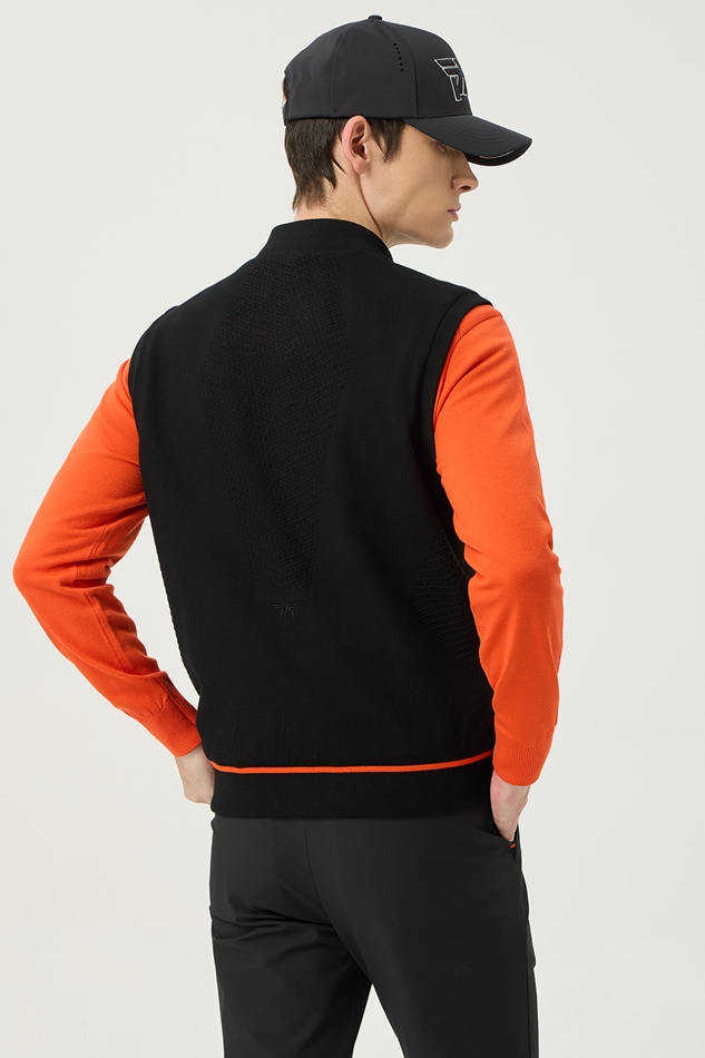 FULL ZIP-UP HYBRID KNIT VEST