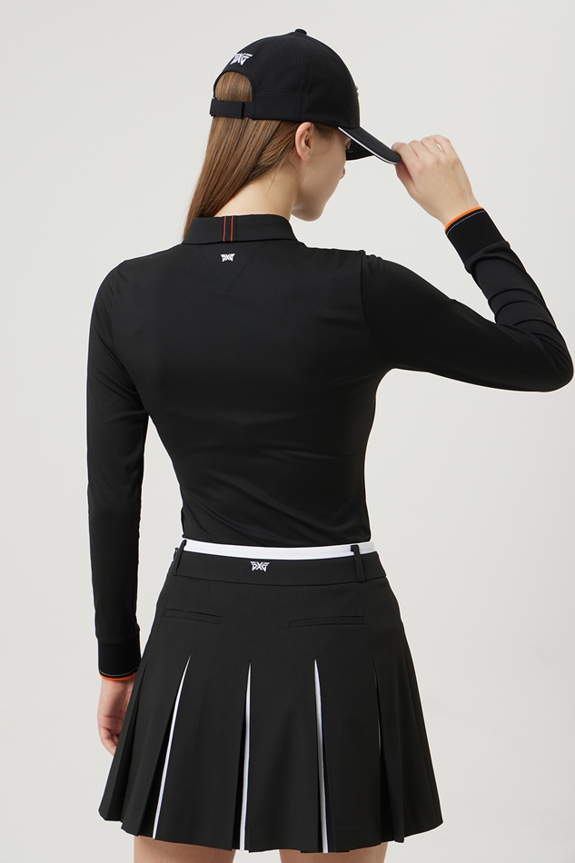 WOMENS BUTTON COLLAR LONG-SLEEVE