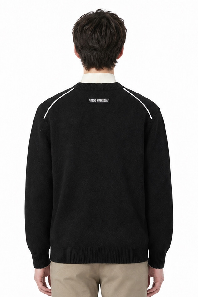 MEN CASHMERE ROUND NECK SWEATER PKFCM410721 BLACK 상품 이미지 2