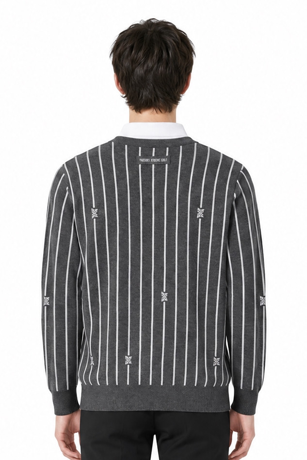 MEN STRIPE PATTERN COLLAR-LAYERED SWEATER PKFPM410512 M/GREY 상품 이미지 2