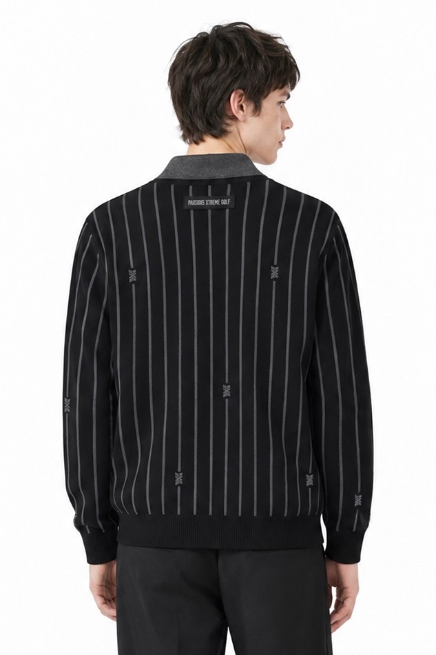 MEN STRIPE PATTERN COLLAR-LAYERED SWEATER PKFPM410521 BLACK 상품 이미지 2