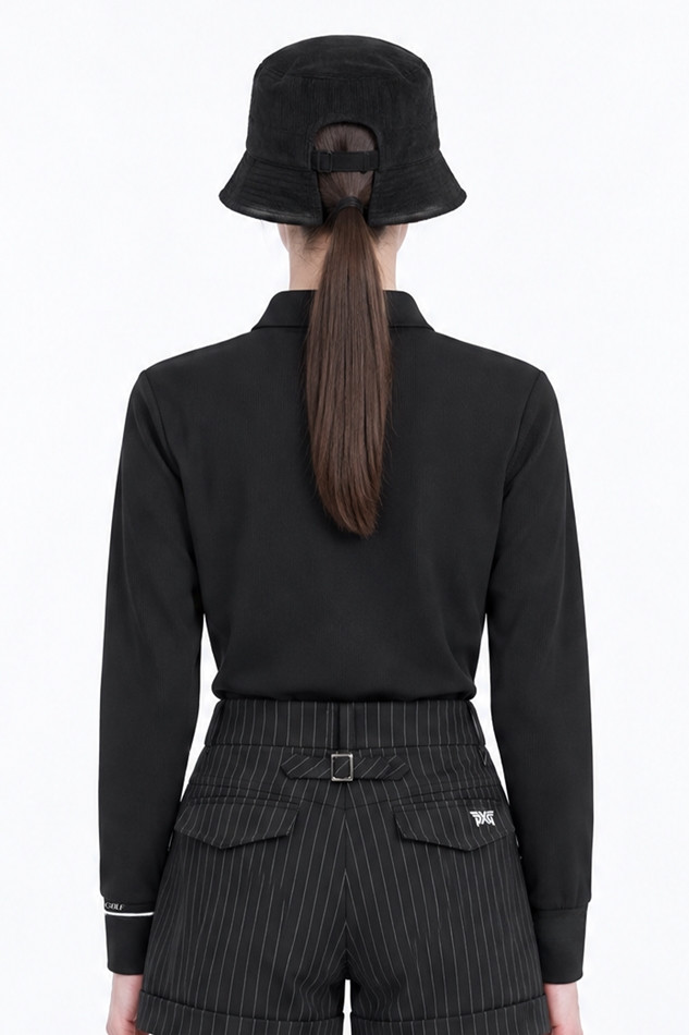 WOMEN BASIC COLLAR LONG SLEEVE PKFPW210421 BLACK 상품 이미지 2