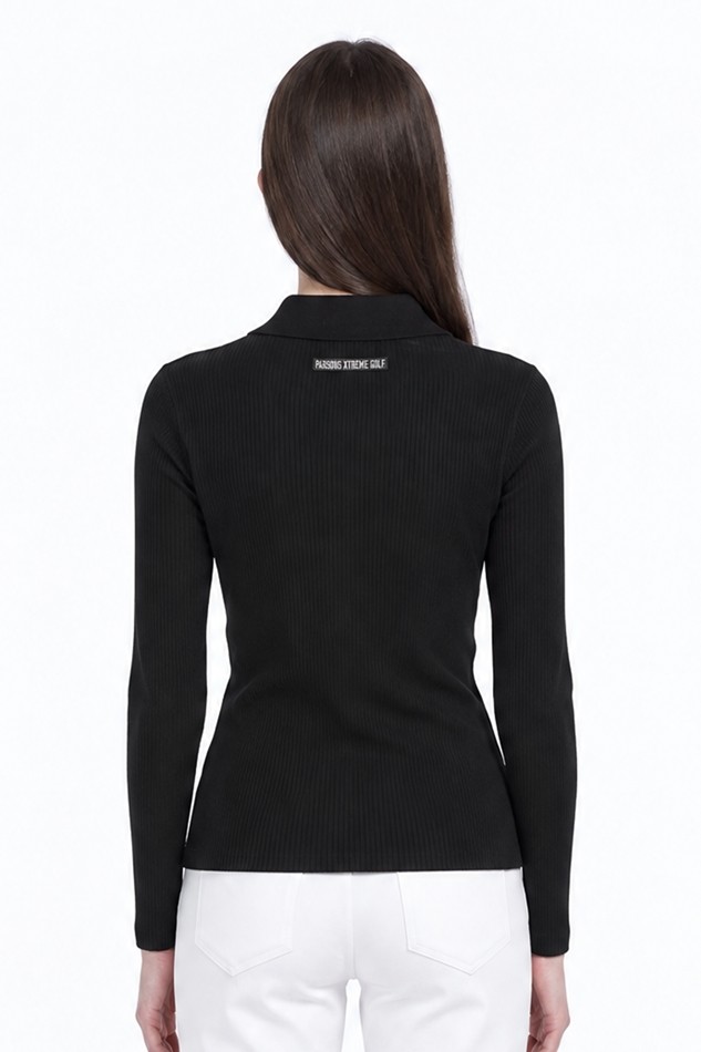 WOMEN RIBBED COLLAR SWEATER PKFPW410521 BLACK 상품 이미지 2