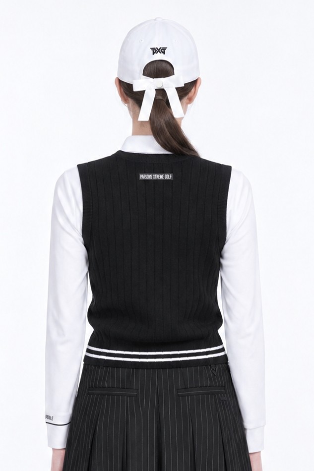 WOMEN OPEN FRONT KNIT VEST PKFPW420221 BLACK 상품 이미지 2