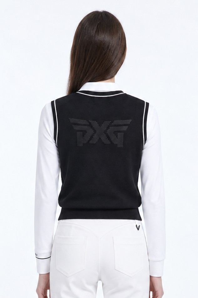 WOMEN BASIC SWEATER VEST PKFPW420321 BLACK 상품 이미지 2