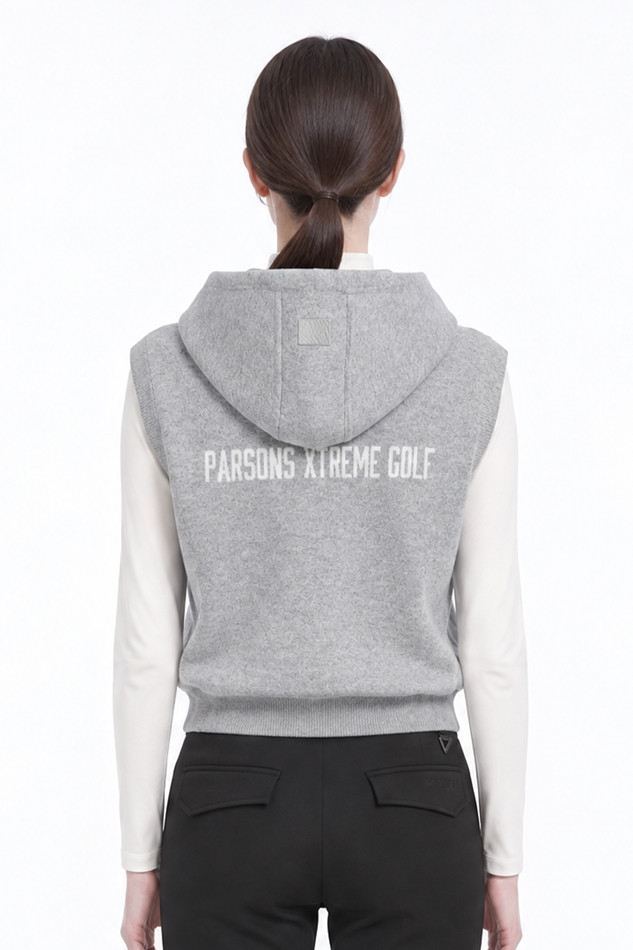 WOMEN HOODED KNIT VEST PKFPW420712 M/GREY 상품 이미지 2