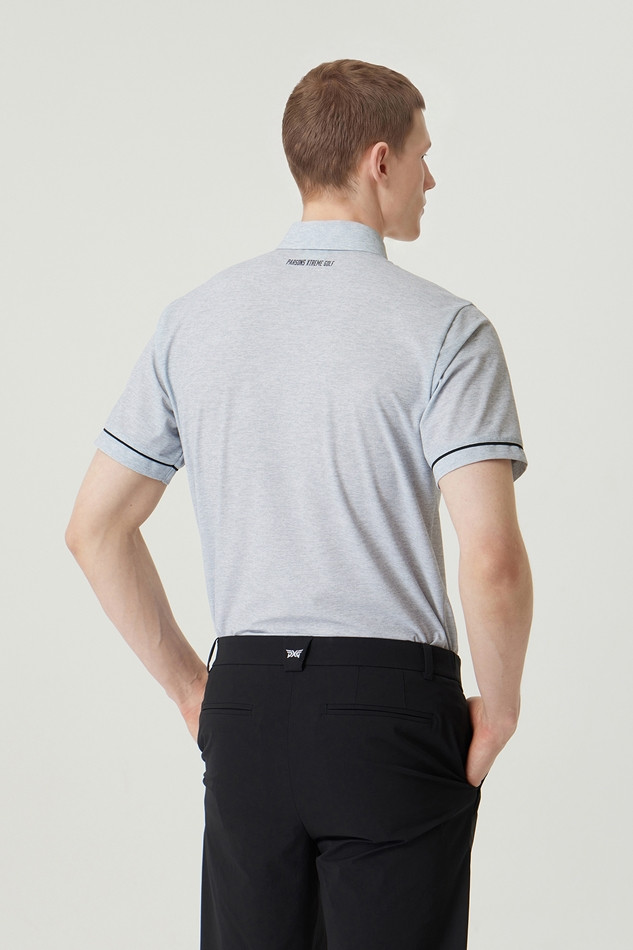 MEN TWO-TONE PRINT COLLAR SHORT SLEEVE