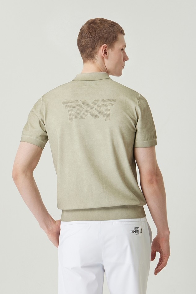 MEN TWO-TONE SHORT SLEEVE COLLAR SWEATER