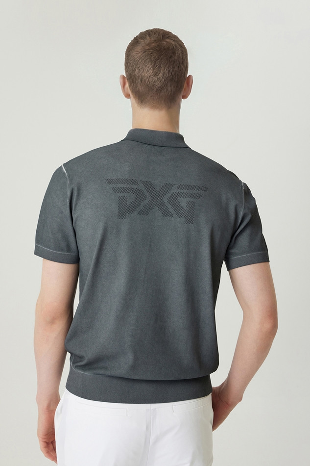 MEN TWO-TONE SHORT SLEEVE COLLAR SWEATER