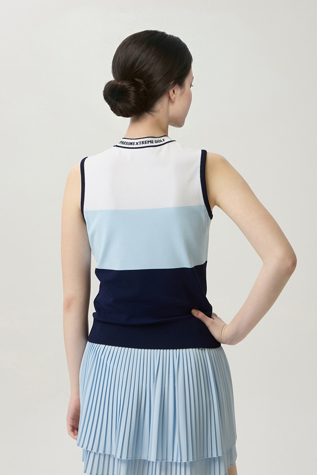 WOMEN COLOR BLOCK KNIT SLEEVELESS