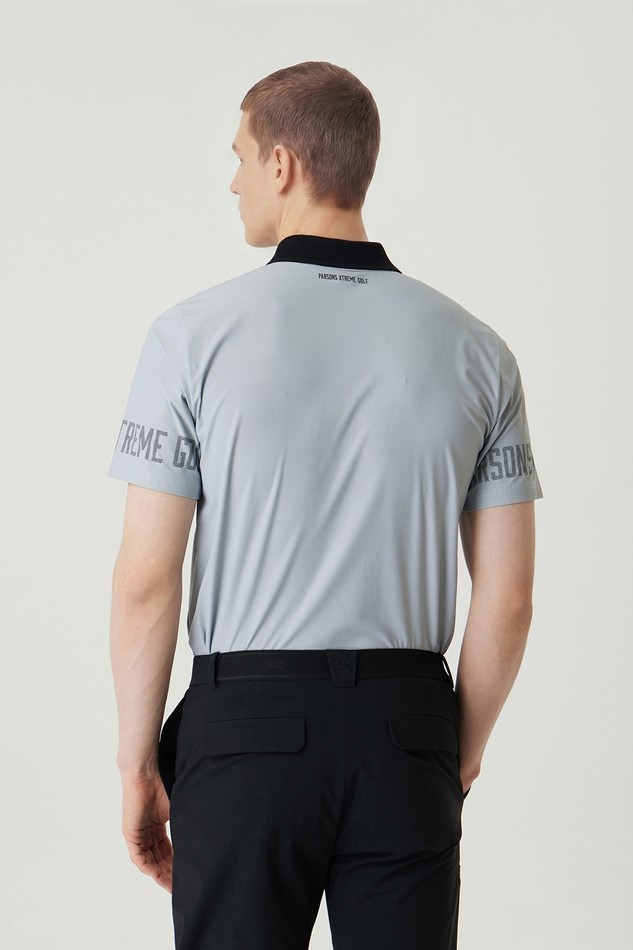 MEN LETTERING LOGO POINT COLLAR SHORT SLEEVE