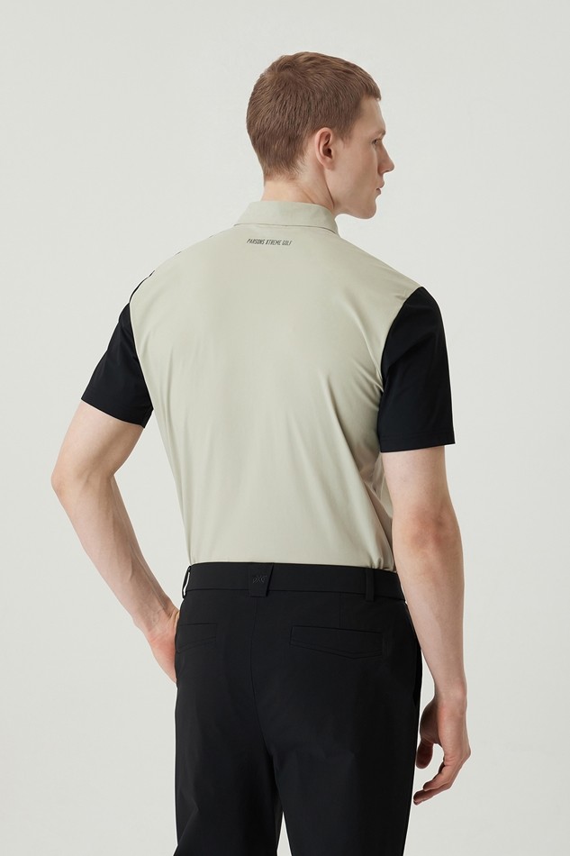 MEN COLOR BLOCKED COLLAR SHORT SLEEVE