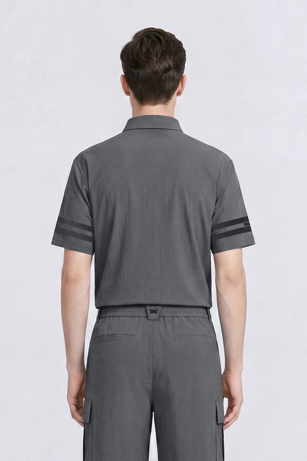 MEN NEW TEXTURED COOLING COLLAR SHORT SLEEVE