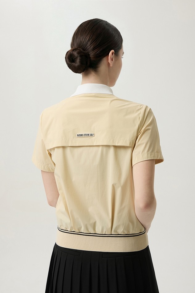 WOMEN SHORT SLEEVE HYBRID SWEATER