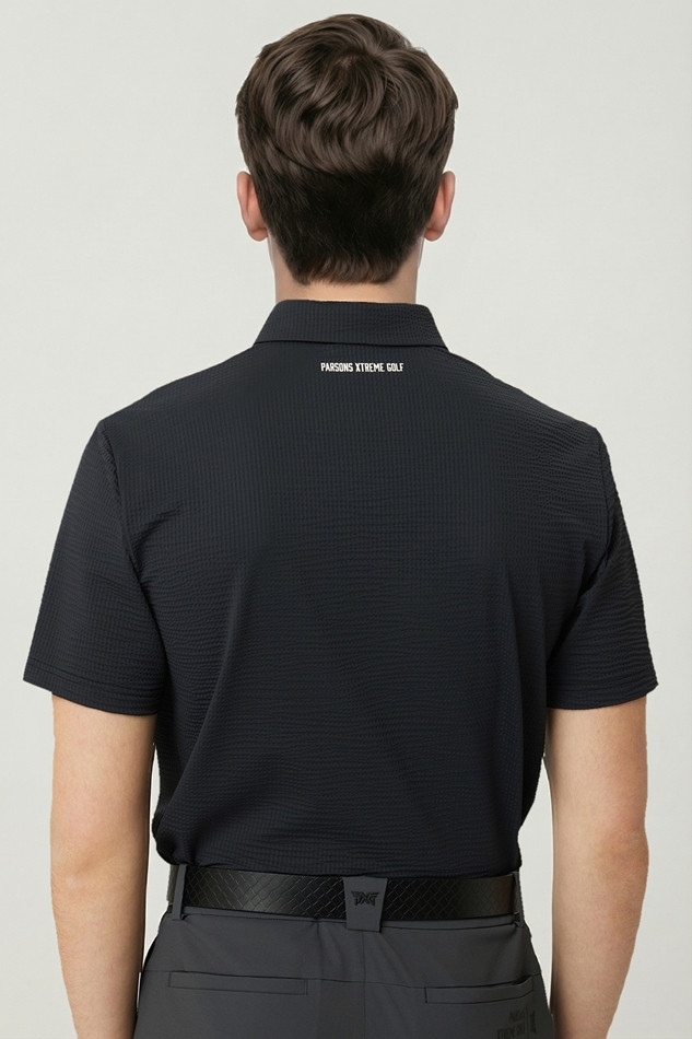 MEN NEW TEXTURED COLLAR SHORT SLEEVE