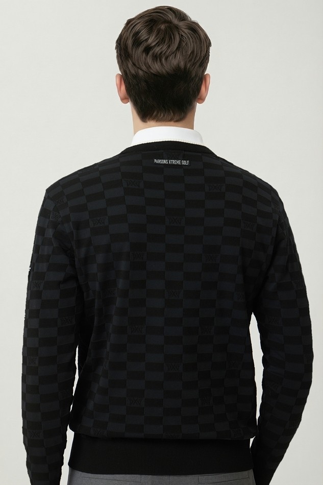 MEN JACQUARD ROUND NECK SWEATER