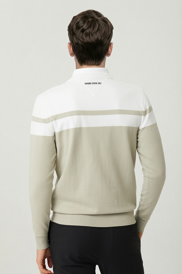 MEN COLOR BLOCKED ROUND NECK SWEATER