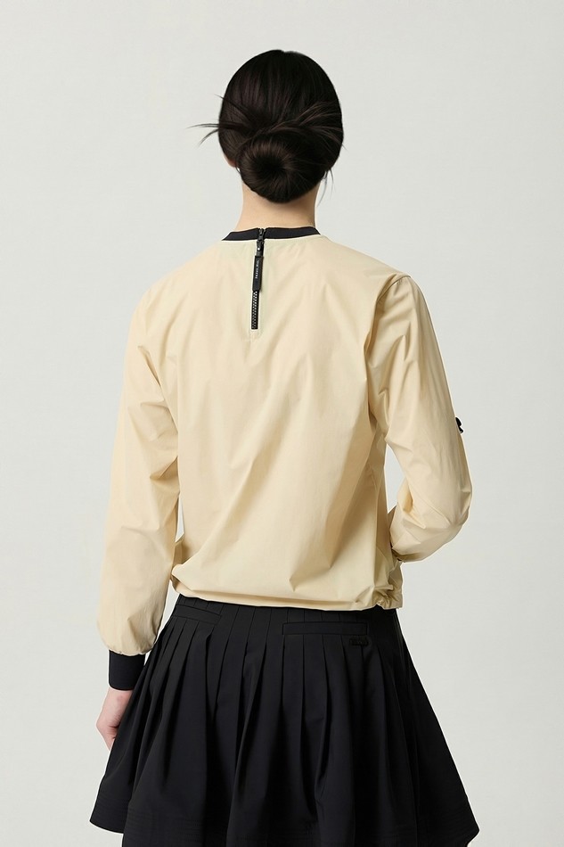 WOMEN WOVEN ROUND NECK LONG SLEEVE