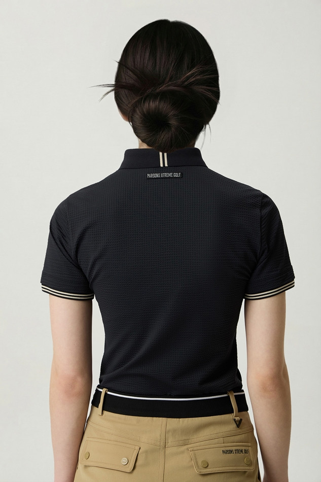 WOMEN NEW TEXTURED COLLAR SHORT SLEEVE