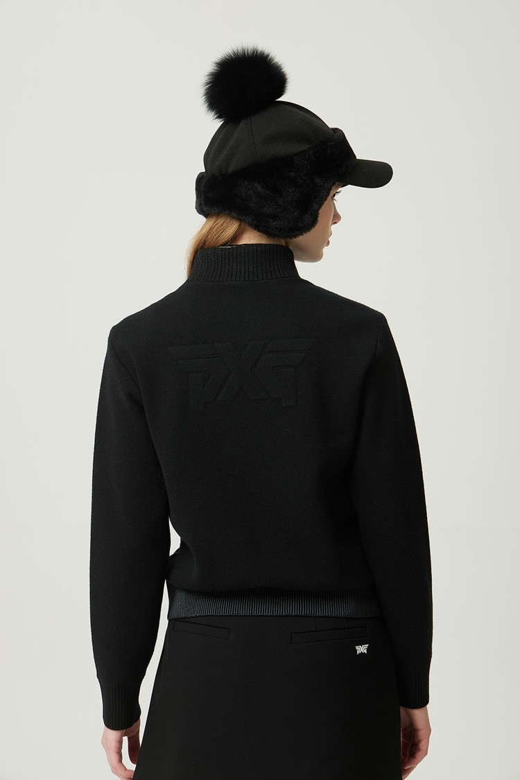 WOMEN WINTER KNIT HYBRID HIGH NECK DOWN CARDIGAN