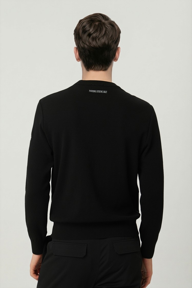 MEN WOVEN HYBRID ROUND NECK SWEATER